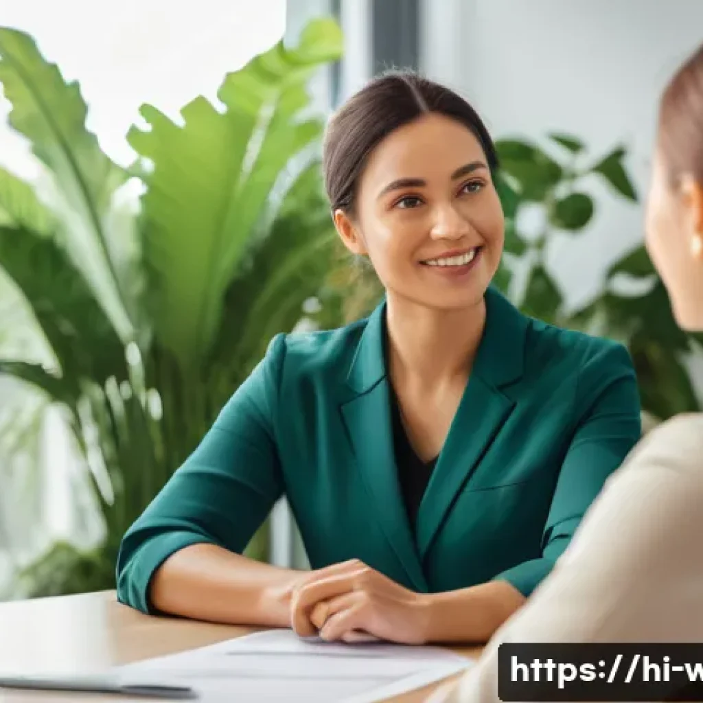 웰빙코디네이터와 성공적인 팀워크 - **Prompt:** A warm, inviting scene of a female wellness coordinator, dressed in smart casual attire,...