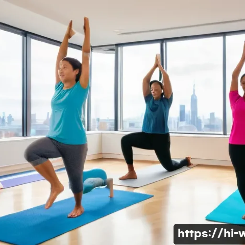 웰빙코디네이터의 실무 체크리스트 - **Prompt 1: Dynamic Workplace Wellness - Group Yoga Session**
    "A vibrant, wide-angle shot of a d...