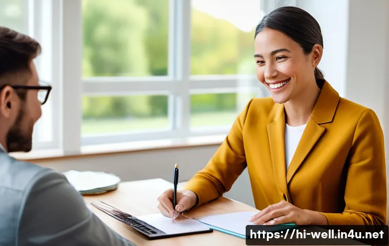 웰빙코디네이터와 건강 진단 프로세스 - **Prompt:** A confident and empathetic female Wellbeing Coordinator in her late 30s, dressed in smar...