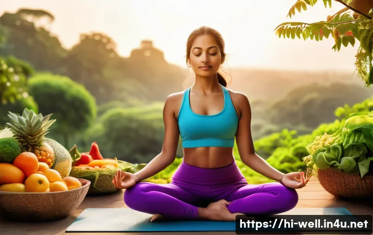 웰빙코디네이터와 건강 코칭 전략 - A vibrant scene of a young Indian woman in comfortable workout clothes doing yoga outdoors at sunris...