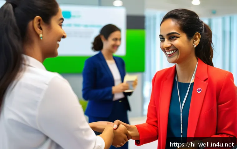 웰빙코디네이터와 신규 고객 확보 방법 - A professional wellbeing coordinator engaging in a vibrant networking event with diverse healthcare ...
