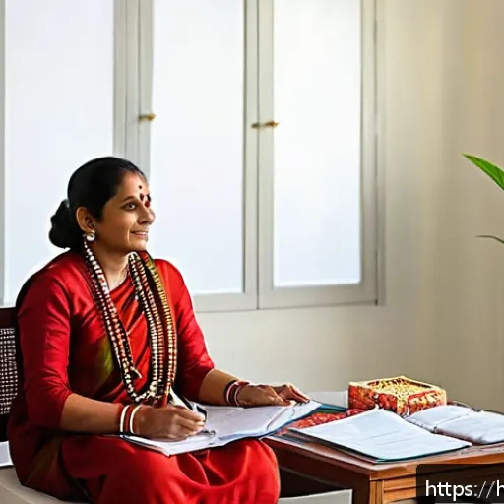 웰빙코디네이터와 맞춤형 운동 계획 - A serene wellness coordinator session with a Hindi-speaking woman in traditional attire, sitting com...
